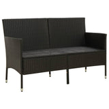 ZNTS 3-Seater Garden Sofa with Cushion Black Poly Rattan 318492