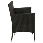 ZNTS 3-Seater Garden Sofa with Cushion Black Poly Rattan 318492