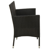 ZNTS 3-Seater Garden Sofa with Cushion Black Poly Rattan 318492