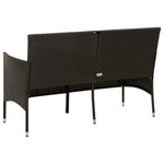 ZNTS 3-Seater Garden Sofa with Cushion Black Poly Rattan 318492