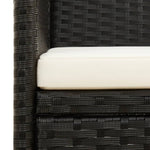 ZNTS 3-Seater Garden Sofa with Cushion Black Poly Rattan 318492