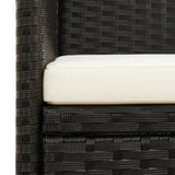 ZNTS 3-Seater Garden Sofa with Cushion Black Poly Rattan 318492