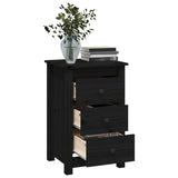 ZNTS Bedside Cabinets 2 pcs Black 40x35x61.5 cm Solid Wood Pine 813708