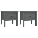 ZNTS Side Tables 2 pcs Grey 50x50x49 cm Solid Wood Pine 813799