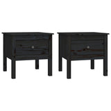 ZNTS Side Tables 2 pcs Black 50x50x49 cm Solid Wood Pine 813803