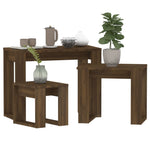 ZNTS Nesting Tables 3 pcs Brown Oak Engineered Wood 815224