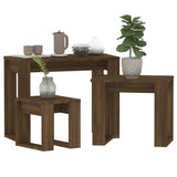 ZNTS Nesting Tables 3 pcs Brown Oak Engineered Wood 815224