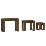 ZNTS Nesting Tables 3 pcs Brown Oak Engineered Wood 815224