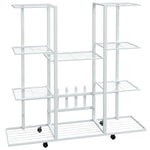 ZNTS Flower Stand with Wheels 94.5x24.5x91.5 cm White Iron 343122