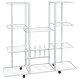 ZNTS Flower Stand with Wheels 94.5x24.5x91.5 cm White Iron 343122