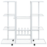 ZNTS Flower Stand with Wheels 94.5x24.5x91.5 cm White Iron 343122
