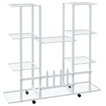 ZNTS Flower Stand with Wheels 94.5x24.5x91.5 cm White Iron 343122