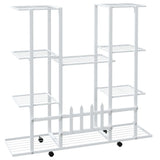 ZNTS Flower Stand with Wheels 94.5x24.5x91.5 cm White Iron 343122