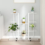 ZNTS Flower Stand with Wheels 94.5x24.5x91.5 cm White Iron 343122