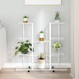 ZNTS Flower Stand with Wheels 94.5x24.5x91.5 cm White Iron 343122