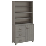 ZNTS Highboard HAMAR Solid Wood Pine Light Grey 3100925