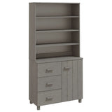 ZNTS Highboard HAMAR Solid Wood Pine Light Grey 3100925