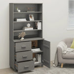 ZNTS Highboard HAMAR Solid Wood Pine Light Grey 3100925