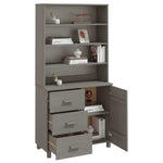 ZNTS Highboard HAMAR Solid Wood Pine Light Grey 3100925