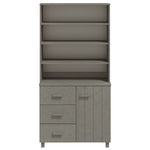 ZNTS Highboard HAMAR Solid Wood Pine Light Grey 3100925