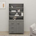 ZNTS Highboard HAMAR Solid Wood Pine Light Grey 3100925