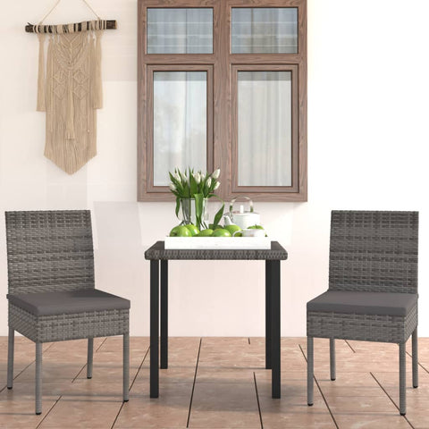 ZNTS 3 Piece Outdoor Dining Set with Cushions Poly Rattan Grey 3100401