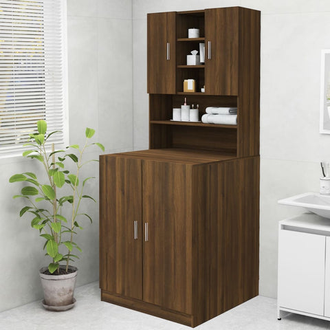 ZNTS Washing Machine Cabinet Brown Oak 70.5x25.5x90 cm 815947