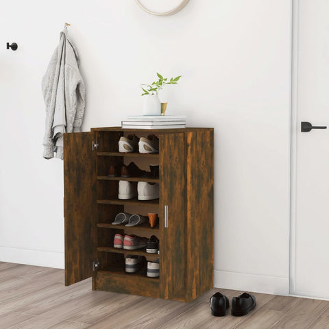 ZNTS Shoe Cabinet Smoked Oak 60x35x92 cm Engineered Wood 816011