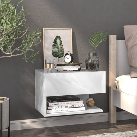 ZNTS Wall-mounted Bedside Cabinet White 810953