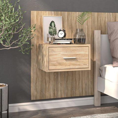 ZNTS Wall-mounted Bedside Cabinet Sonoma Oak 810977