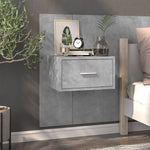 ZNTS Wall-mounted Bedside Cabinet Concrete Grey 810979
