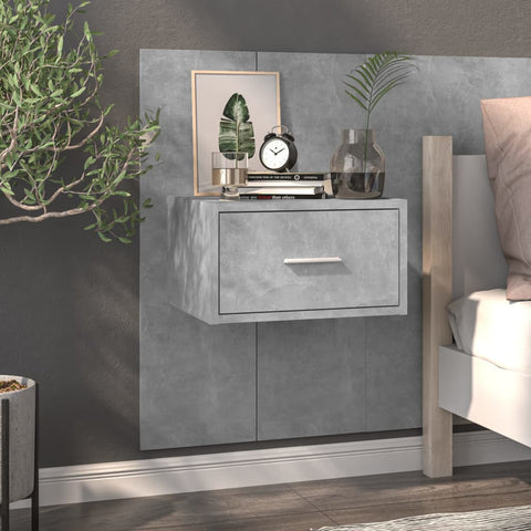 ZNTS Wall-mounted Bedside Cabinet Concrete Grey 810979
