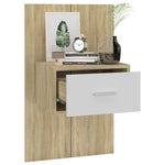 ZNTS Wall-mounted Bedside Cabinet White and Sonoma Oak 810981