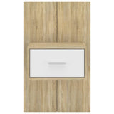 ZNTS Wall-mounted Bedside Cabinet White and Sonoma Oak 810981