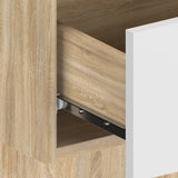 ZNTS Wall-mounted Bedside Cabinet White and Sonoma Oak 810981