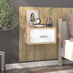 ZNTS Wall-mounted Bedside Cabinet White and Sonoma Oak 810981