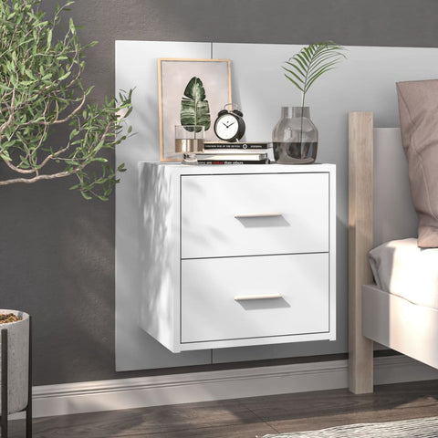 ZNTS Wall-mounted Bedside Cabinet White 810989