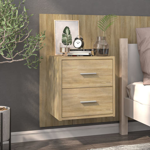 ZNTS Wall-mounted Bedside Cabinet Sonoma Oak 810995