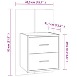 ZNTS Wall-mounted Bedside Cabinet Concrete Grey 810997