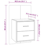 ZNTS Wall-mounted Bedside Cabinet Concrete Grey 810997