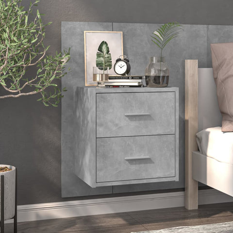 ZNTS Wall-mounted Bedside Cabinet Concrete Grey 810997