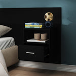 ZNTS Wall-mounted Bedside Cabinet Black 811009