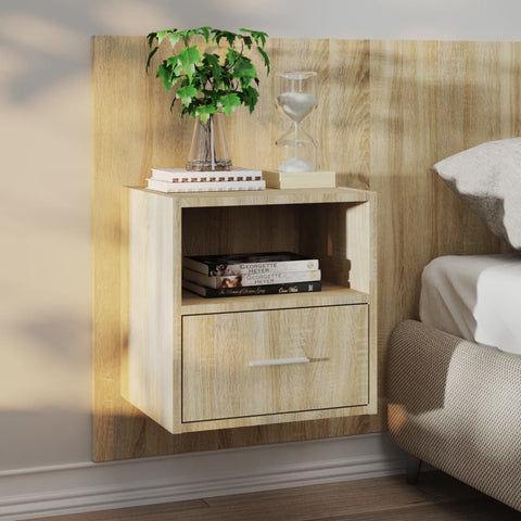 ZNTS Wall-mounted Bedside Cabinet Sonoma Oak 811013
