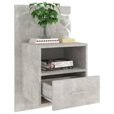 ZNTS Wall-mounted Bedside Cabinet Concrete Grey 811015