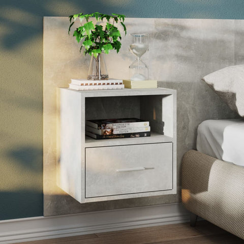 ZNTS Wall-mounted Bedside Cabinet Concrete Grey 811015