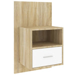 ZNTS Wall-mounted Bedside Cabinet White and Sonoma Oak 811017
