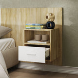 ZNTS Wall-mounted Bedside Cabinet White and Sonoma Oak 811017