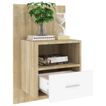 ZNTS Wall-mounted Bedside Cabinet White and Sonoma Oak 811017
