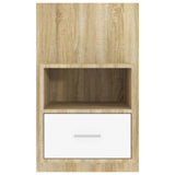 ZNTS Wall-mounted Bedside Cabinet White and Sonoma Oak 811017