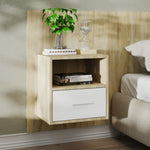ZNTS Wall-mounted Bedside Cabinet White and Sonoma Oak 811017